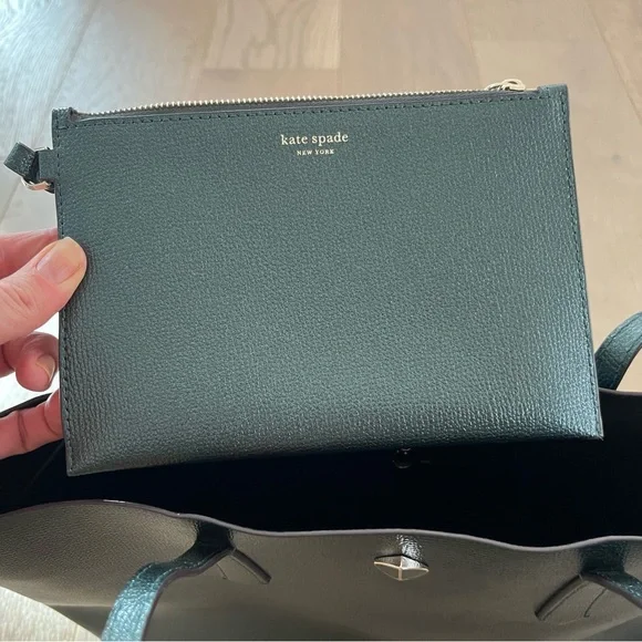 Kate Spade Molly Tote with Pouch in Evergreen Metallic - Picture 10 of 12